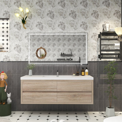 Louis 60" Wall Mounted Bathroom Vanity with Reinforced Acrylic Integrated Sink Top