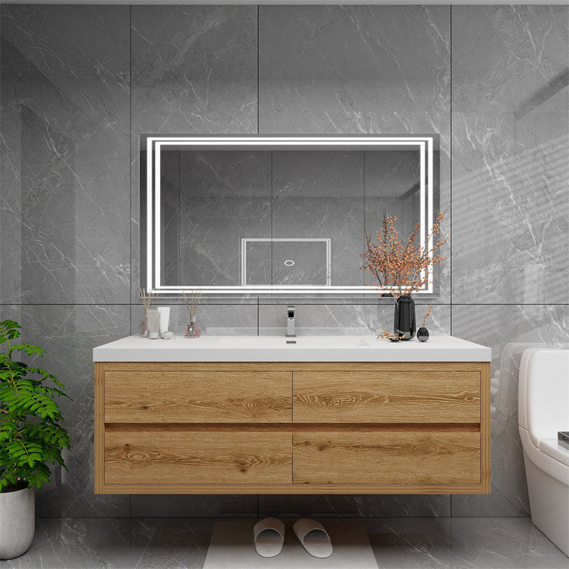 Louis 60" Wall Mounted Bathroom Vanity with Reinforced Acrylic Integrated Sink Top