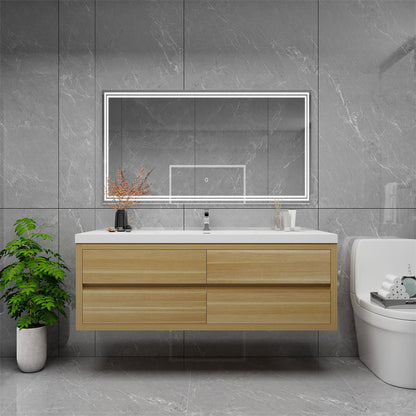 Louis 60" Wall Mounted Bathroom Vanity with Reinforced Acrylic Integrated Sink Top