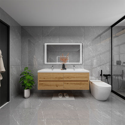 Louis 60" Wall Mounted Bathroom Vanity with Reinforced Acrylic Integrated Sink Top
