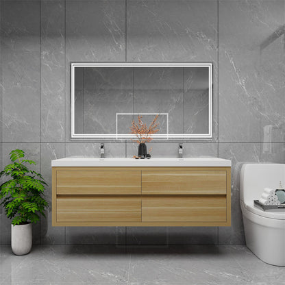 Louis 60" Wall Mounted Bathroom Vanity with Reinforced Acrylic Integrated Sink Top