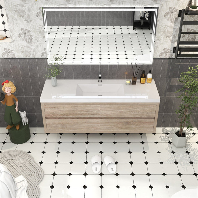 Louis 60" Wall Mounted Bathroom Vanity with Reinforced Acrylic Integrated Sink Top