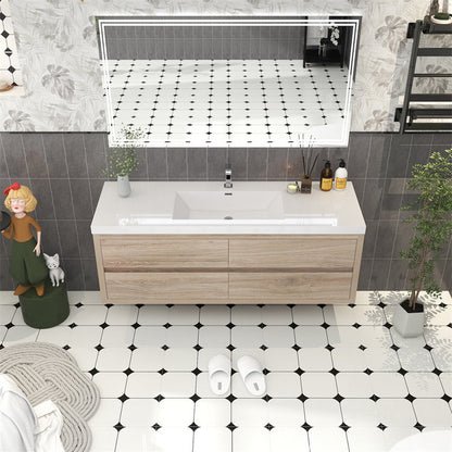 Louis 60" Wall Mounted Bathroom Vanity with Reinforced Acrylic Integrated Sink Top