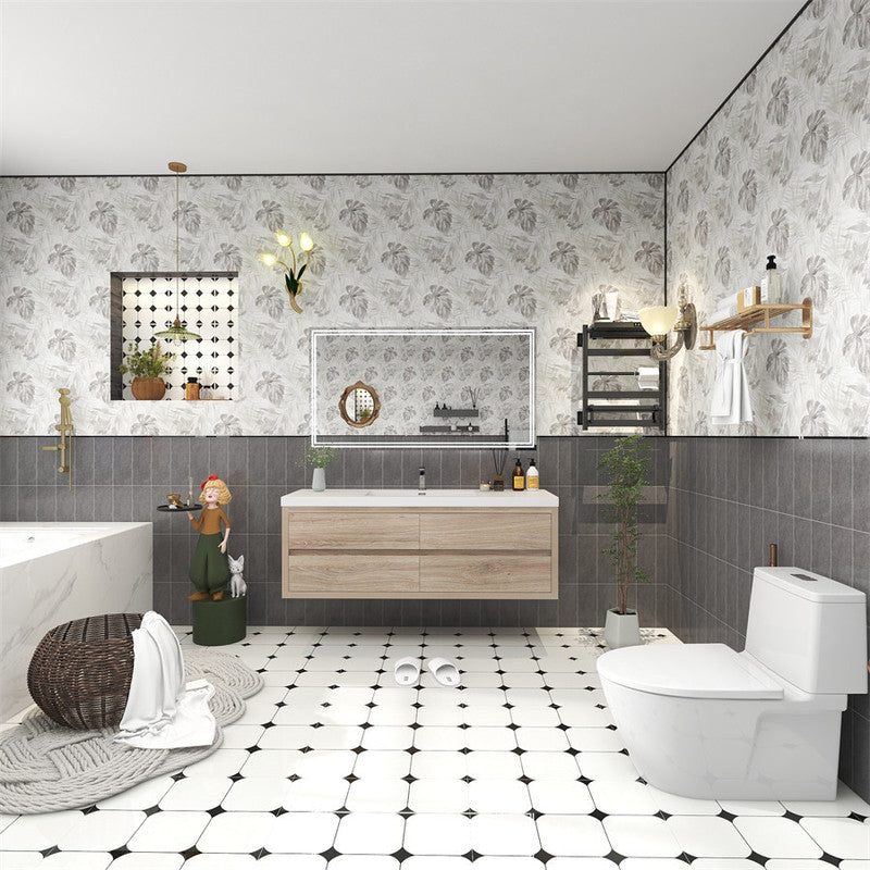 Louis 60" Wall Mounted Bathroom Vanity with Reinforced Acrylic Integrated Sink Top
