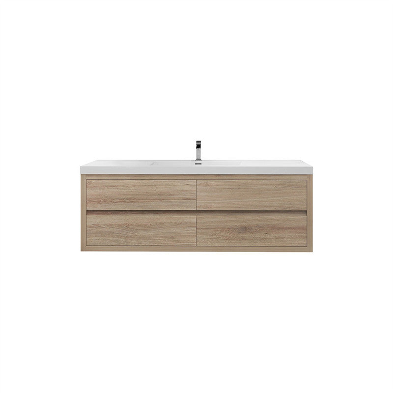 Louis 60" Wall Mounted Bathroom Vanity with Reinforced Acrylic Integrated Sink Top