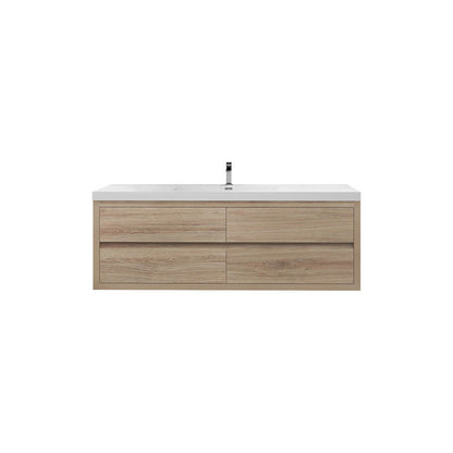 Louis 60" Wall Mounted Bathroom Vanity with Reinforced Acrylic Integrated Sink Top