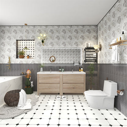 Louis 72" Freestanding Bathroom Vanity with Reinforced Acrylic Integrated Sink Top