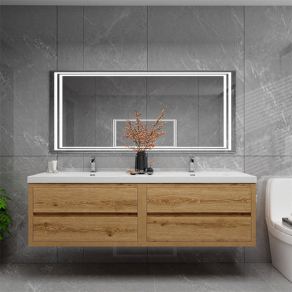Louis 72" Wall Mounted Bathroom Vanity with Reinforced Acrylic Integrated Sink Top