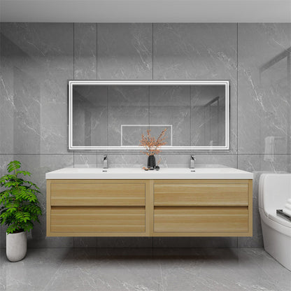 Louis 72" Wall Mounted Bathroom Vanity with Reinforced Acrylic Integrated Sink Top