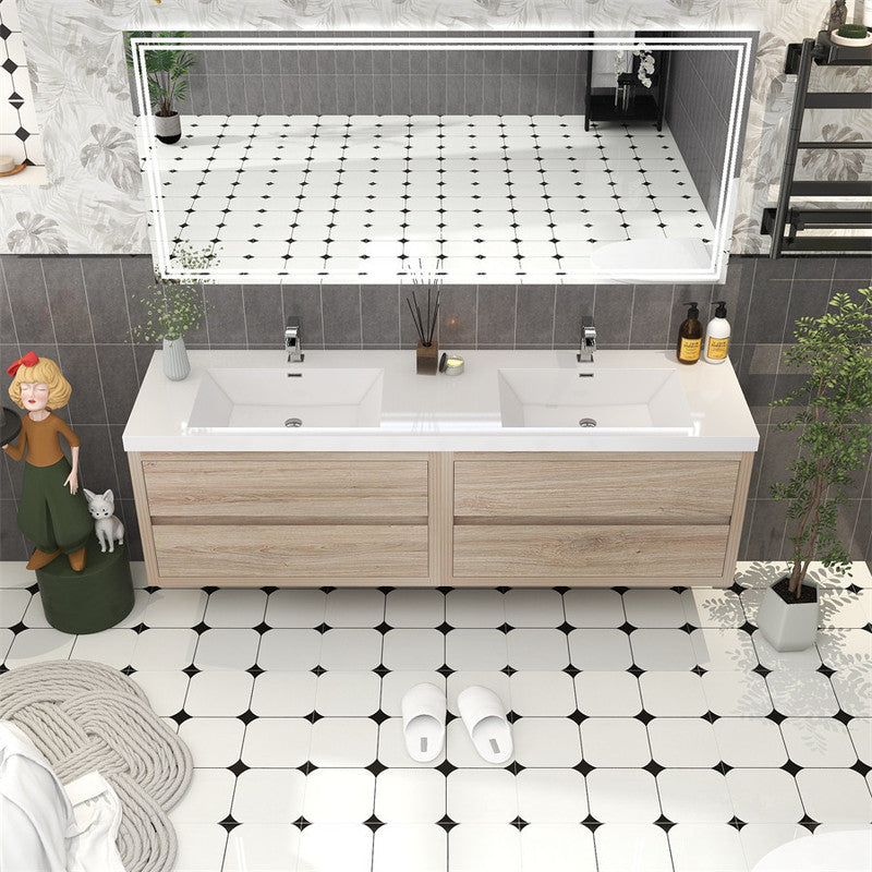Louis 72" Wall Mounted Bathroom Vanity with Reinforced Acrylic Integrated Sink Top