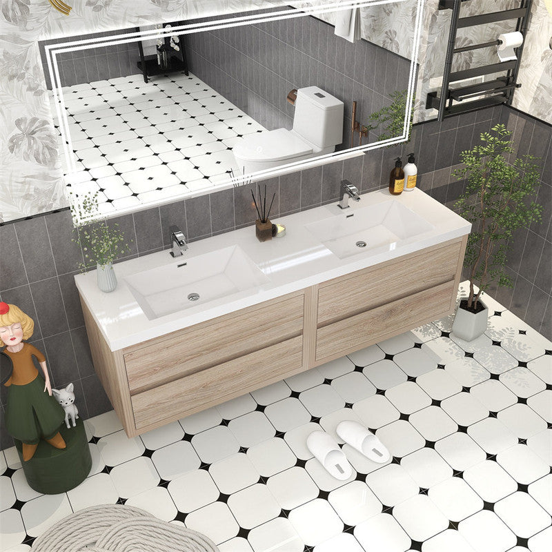 Louis 72" Wall Mounted Bathroom Vanity with Reinforced Acrylic Integrated Sink Top