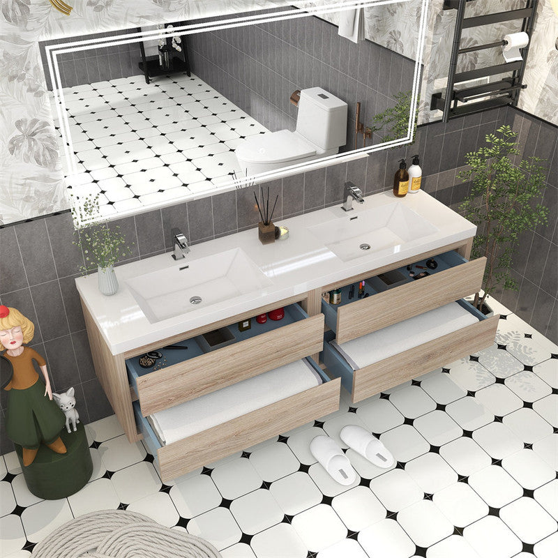 Louis 72" Wall Mounted Bathroom Vanity with Reinforced Acrylic Integrated Sink Top