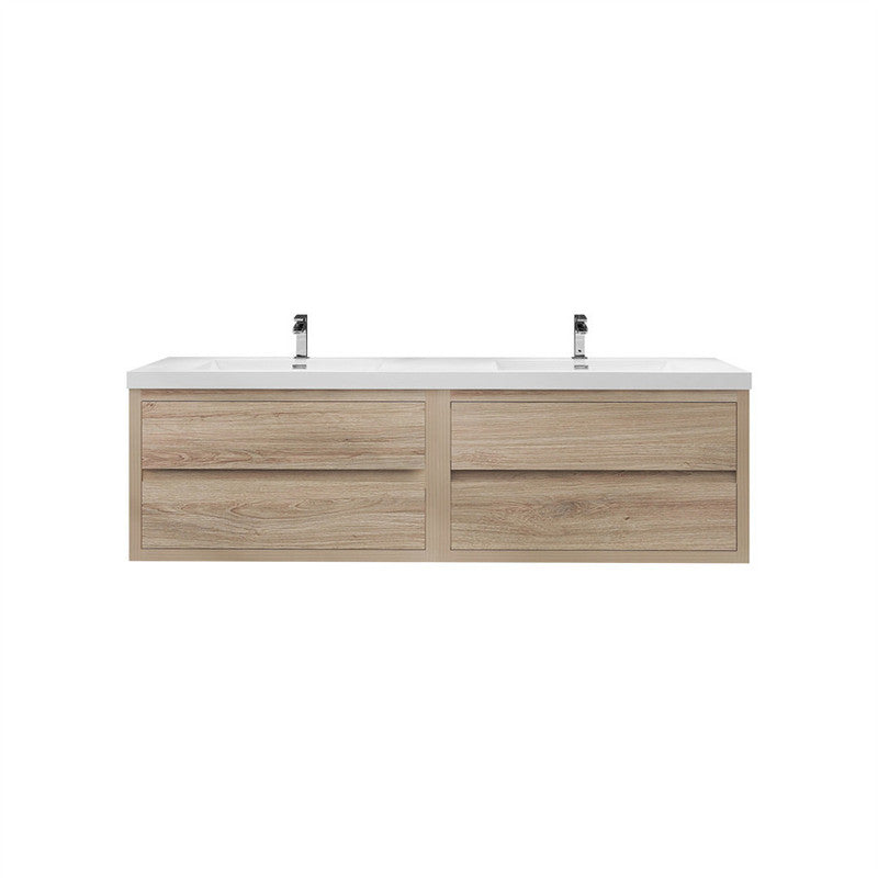 Louis 72" Wall Mounted Bathroom Vanity with Reinforced Acrylic Integrated Sink Top