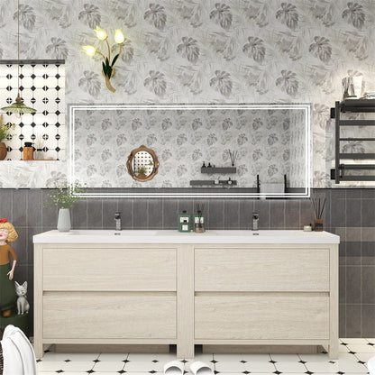 Louis 84" Freestanding Bathroom Vanity with Reinforced Acrylic Integrated Sink Top