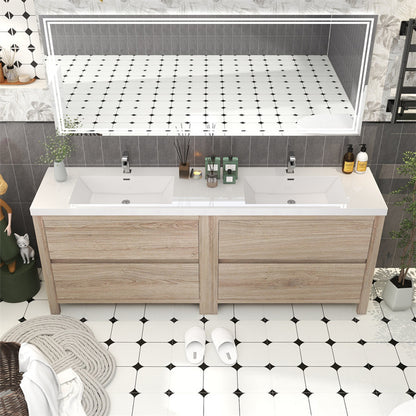 Louis 84" Freestanding Bathroom Vanity with Reinforced Acrylic Integrated Sink Top