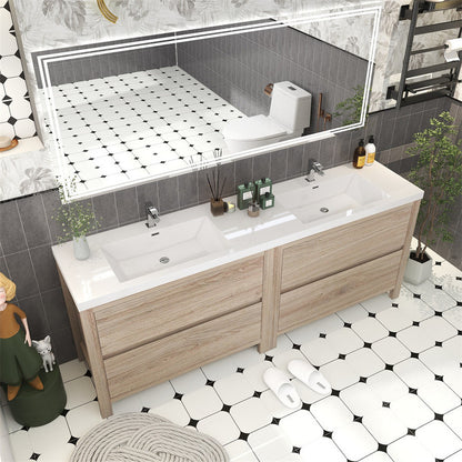 Louis 84" Freestanding Bathroom Vanity with Reinforced Acrylic Integrated Sink Top