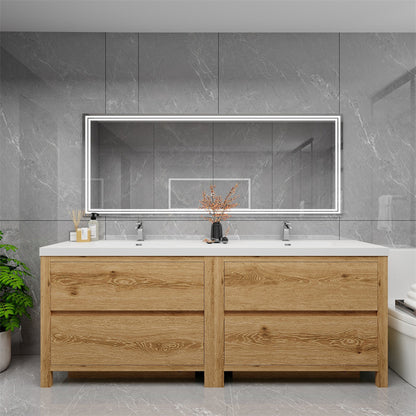 Louis 84" Freestanding Bathroom Vanity with Reinforced Acrylic Integrated Sink Top