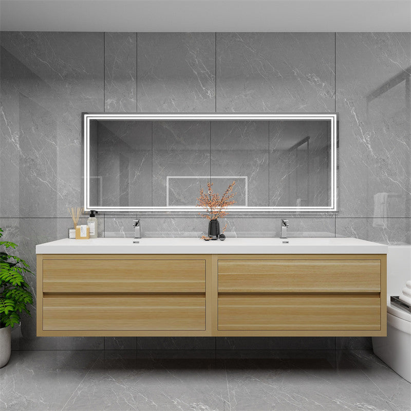 Louis 84" Wall Mounted Bathroom Vanity with Reinforced Acrylic Integrated Sink Top