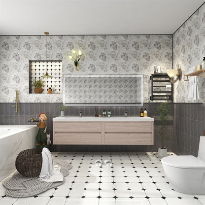 Louis 84" Wall Mounted Bathroom Vanity with Reinforced Acrylic Integrated Sink Top