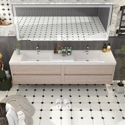 Louis 84" Wall Mounted Bathroom Vanity with Reinforced Acrylic Integrated Sink Top