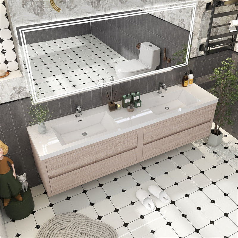 Louis 84" Wall Mounted Bathroom Vanity with Reinforced Acrylic Integrated Sink Top