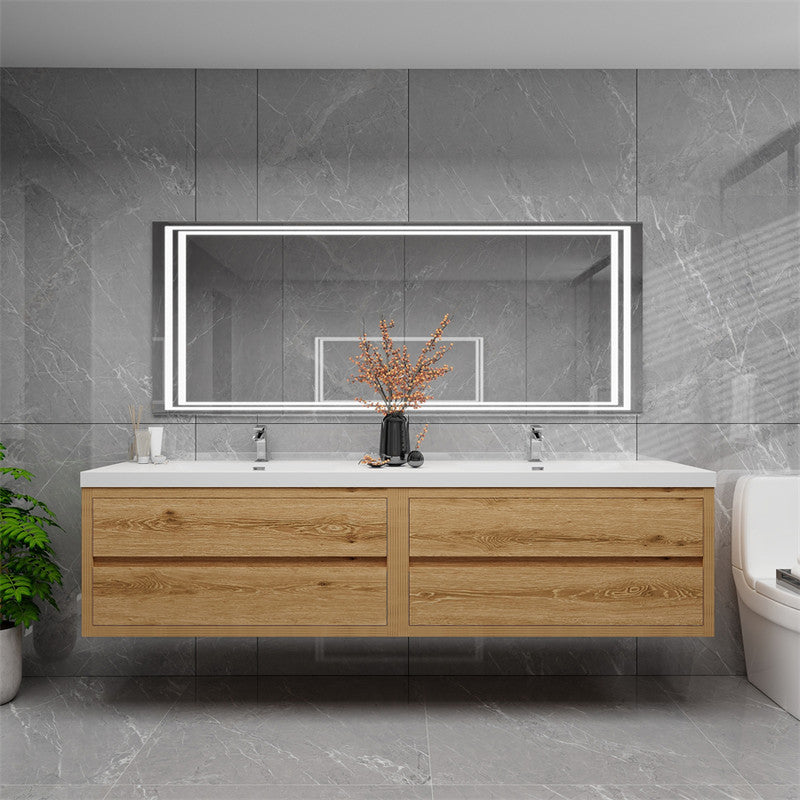 Louis 84" Wall Mounted Bathroom Vanity with Reinforced Acrylic Integrated Sink Top