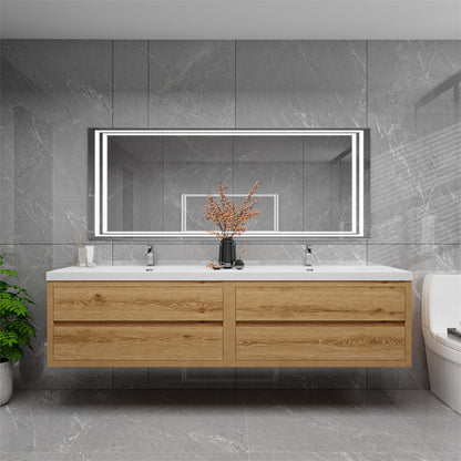 Louis 84" Wall Mounted Bathroom Vanity with Reinforced Acrylic Integrated Sink Top