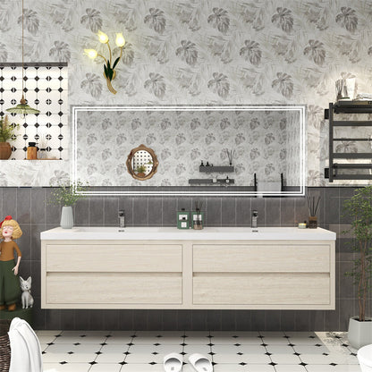 Louis 84" Wall Mounted Bathroom Vanity with Reinforced Acrylic Integrated Sink Top