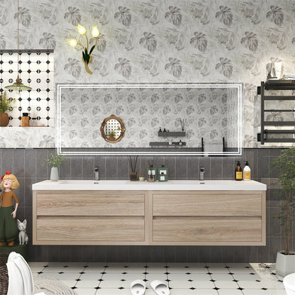 Louis 84" Wall Mounted Bathroom Vanity with Reinforced Acrylic Integrated Sink Top