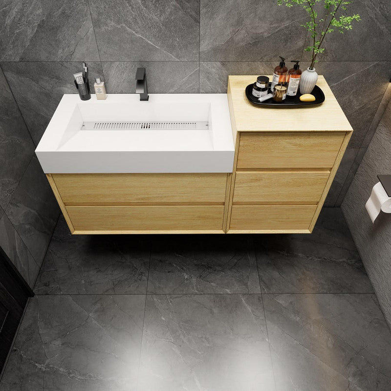 Max 44" Wall Mounted Bathroom Vanity with Reinforced Acrylic Integrated Sink Top and Linen Cabinet