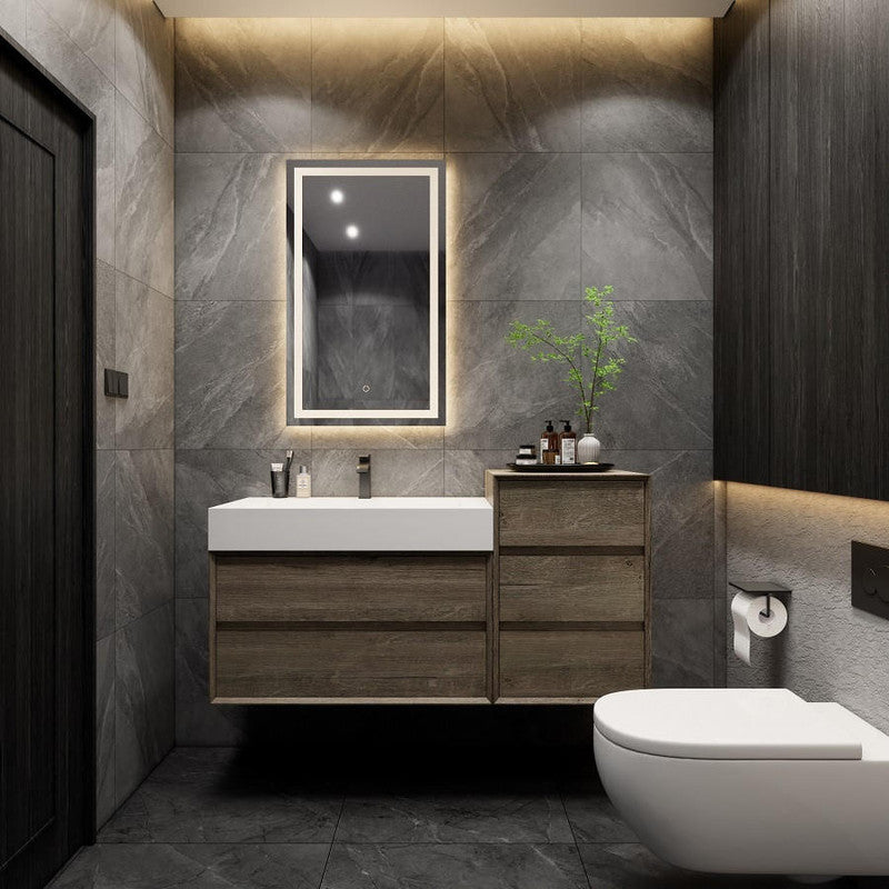 Max 44" Wall Mounted Bathroom Vanity with Reinforced Acrylic Integrated Sink Top and Linen Cabinet
