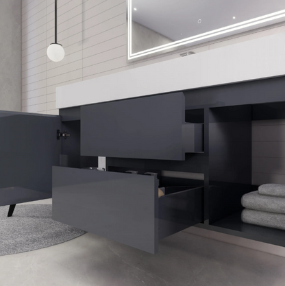 Monterey 60" Wall Mounted Bathroom Vanity with Reinforced Acrylic Integrated Sink Top