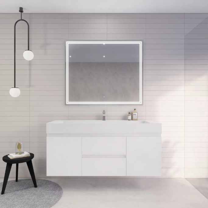 Monterey 60" Wall Mounted Bathroom Vanity with Reinforced Acrylic Integrated Sink Top