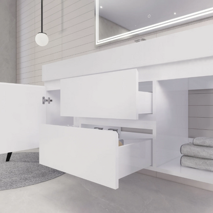 Monterey 60" Wall Mounted Bathroom Vanity with Reinforced Acrylic Integrated Sink Top