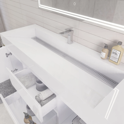 Monterey 60" Wall Mounted Bathroom Vanity with Reinforced Acrylic Integrated Sink Top