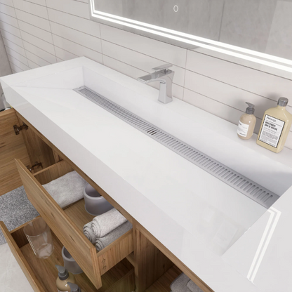 Monterey 60" Wall Mounted Bathroom Vanity with Reinforced Acrylic Integrated Sink Top