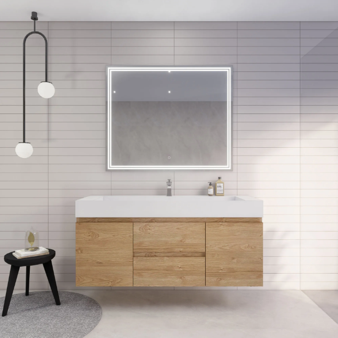 Monterey 60" Wall Mounted Bathroom Vanity with Reinforced Acrylic Integrated Sink Top