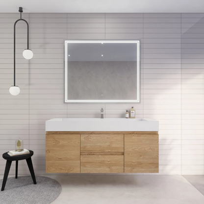 Monterey 60" Wall Mounted Bathroom Vanity with Reinforced Acrylic Integrated Sink Top