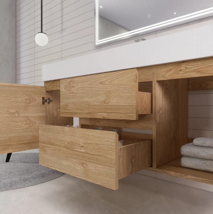 Monterey 60" Wall Mounted Bathroom Vanity with Reinforced Acrylic Integrated Sink Top