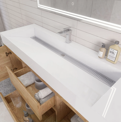 Monterey 60" Wall Mounted Bathroom Vanity with Reinforced Acrylic Integrated Sink Top