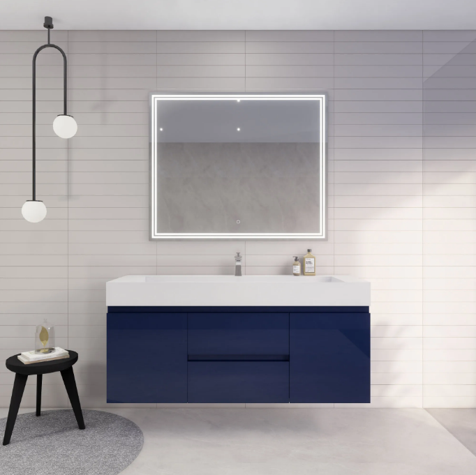 Monterey 60" Wall Mounted Bathroom Vanity with Reinforced Acrylic Integrated Sink Top