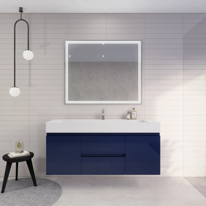 Monterey 60" Wall Mounted Bathroom Vanity with Reinforced Acrylic Integrated Sink Top