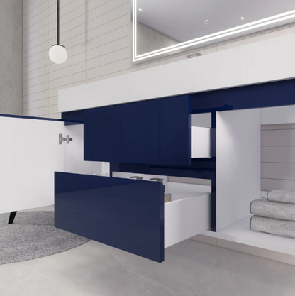 Monterey 60" Wall Mounted Bathroom Vanity with Reinforced Acrylic Integrated Sink Top