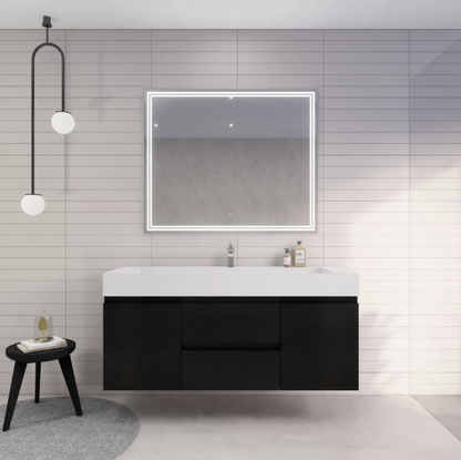 Monterey 60" Wall Mounted Bathroom Vanity with Reinforced Acrylic Integrated Sink Top