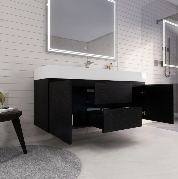 Monterey 60" Wall Mounted Bathroom Vanity with Reinforced Acrylic Integrated Sink Top