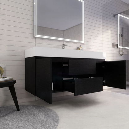 Monterey 60" Wall Mounted Bathroom Vanity with Reinforced Acrylic Integrated Sink Top