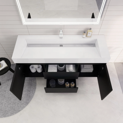 Monterey 60" Wall Mounted Bathroom Vanity with Reinforced Acrylic Integrated Sink Top