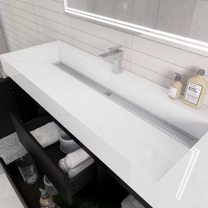 Monterey 60" Wall Mounted Bathroom Vanity with Reinforced Acrylic Integrated Sink Top