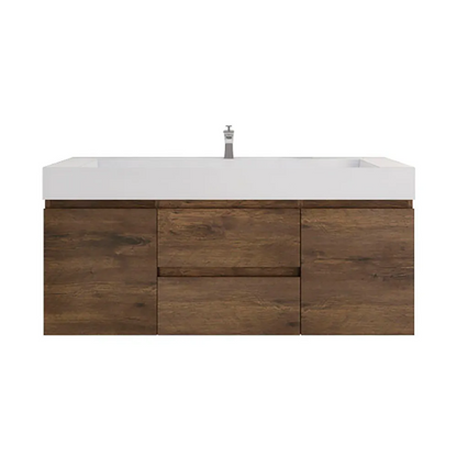 Monterey 60" Wall Mounted Bathroom Vanity with Reinforced Acrylic Integrated Sink Top