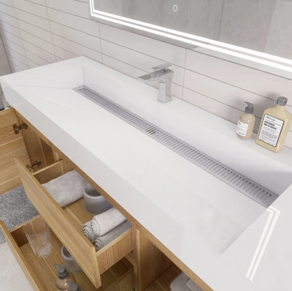 Monterey 60" Wall Mounted Bathroom Vanity with Reinforced Acrylic Integrated Sink Top